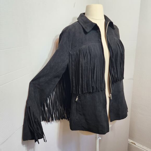 Pre-Loved H&M Cowboy-Style Suede Jacket – Fringe Detail - Picture 2 of 7